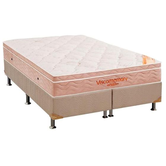 Imagem de Cama Box King: Colchão Espuma Ortobom Viscomemory + Base CRC Suede Clean(186x198)