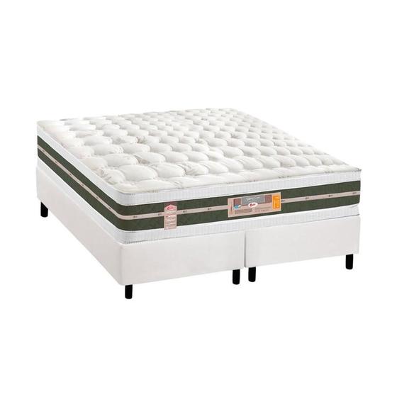 Imagem de Cama Box King: Colchão Molas Castor Bonnel Silver Star Air + Base CRC Courano White(193x203)