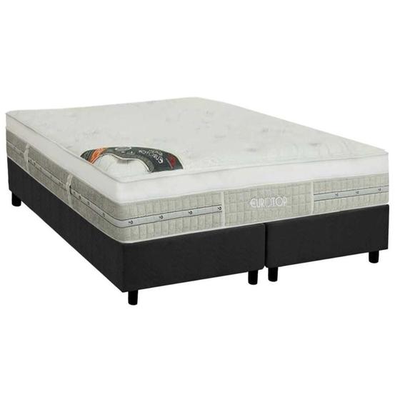 Imagem de Cama Box King: Colchão Molas Ensacadas Castor Pocket Eurotop Summer &amp Winter + Base CRC Suede Gray(193x203)