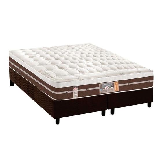 Imagem de Cama Box King: Colchão Molas Ensacadas Castor Pocket Silver Star Air Híbrido + Base CRC Suede Brown(193x203)