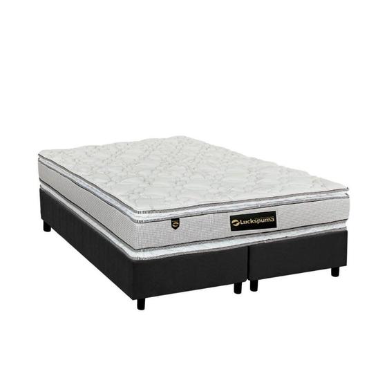 Imagem de Cama Box King: Colchão Molas Ensacadas Luckspuma MasterPocket  Lucksfaction Plus + Base CRC Suede Gray(193x203)