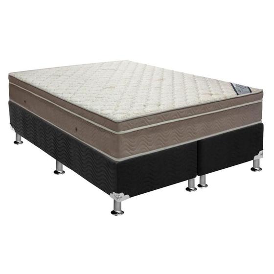 Imagem de Cama Box King: Colchão Molas Ensacadas Ortobom SuperPocket Light Saúde + Base CRC Suede Black(186x198)