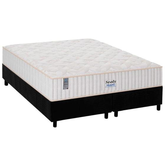 Imagem de Cama Box King: Colchão Molas Ensacadas Plumatex MasterPocket  Miami + Base CRC Suede Black(193x203)