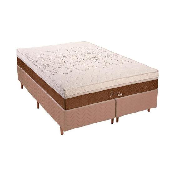 Imagem de Cama Box King: Colchão Molas MasterPocket Ensacadas Polar Jasmim + Base CRC Rústico Bege(193x203)