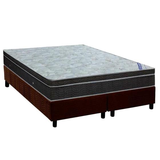 Imagem de Cama Box King: Colchão Molas Ortobom Nanolastic Light Selado + Base CRC Suede Marrom(186x198)