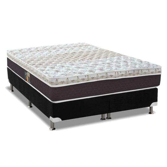 Imagem de Cama Box King: Colchão Molas Pocket Ensacadas Castor  Class Híbrido + Base CRC Suede Black(193x203)