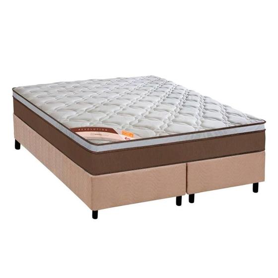 Imagem de Cama Box King: Colchão Molas Pocket Ensacadas Castor  Revolution + Base CRC Suede Bege(193x203)