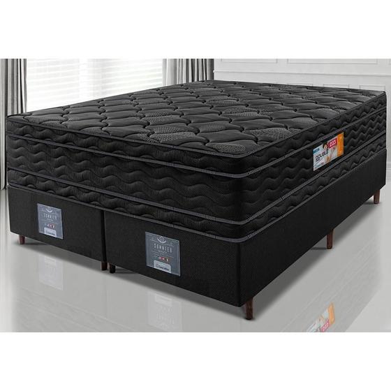 Imagem de Cama Box King Colchão Ortopédico Black + Box 193x203x71 Double Face Espuma D33 Preto