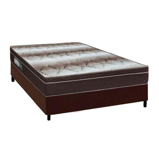 Imagem de Cama Box King: Colchão Ortopédico Ortobom Light + Base CRC Courano Brown(186x198)