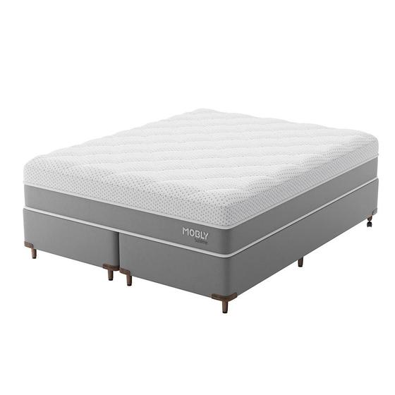 Imagem de Cama Box King com Colchão Sublime Espuma Viscoelástica (32x193x203) Cinza e Branco
