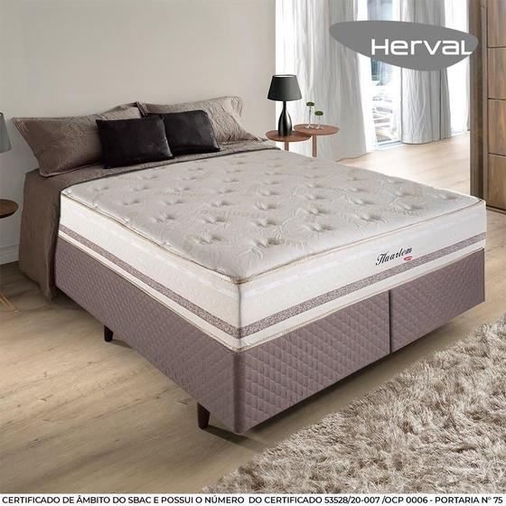 Imagem de Cama Box King Herval Haarlem, 69x193x203 cm, Molas Ensacadas, Marrom Claro