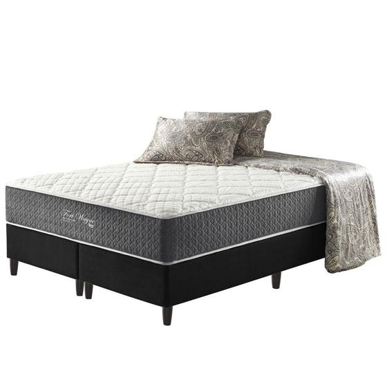 Imagem de Cama Box King Preto + Colchão Molas Ensacadas Suporte 200 Kg Fort Wayne 193x203x67cm