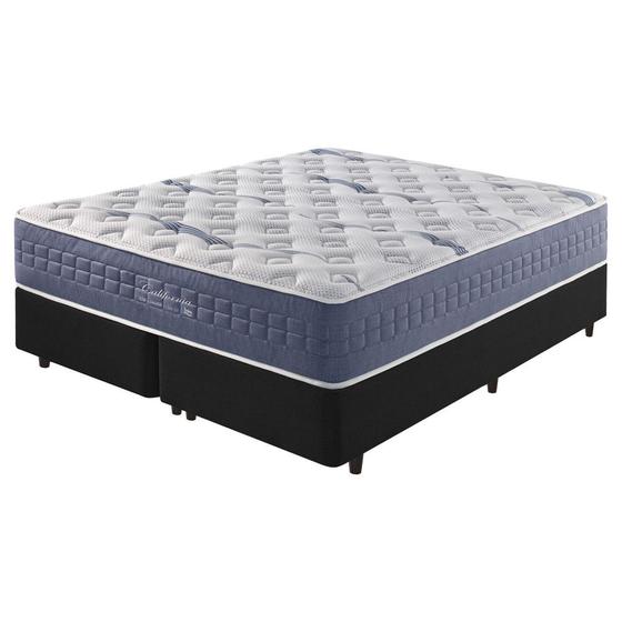 Imagem de Cama Box King Preto + Colchão Molas Ensacadas Visco Gel California 193x203x68cm