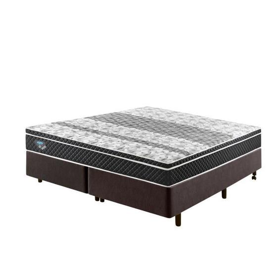 Imagem de Cama Box King Reforçado 193x203x38cm e Colchão Gransleep Molas Verticoil