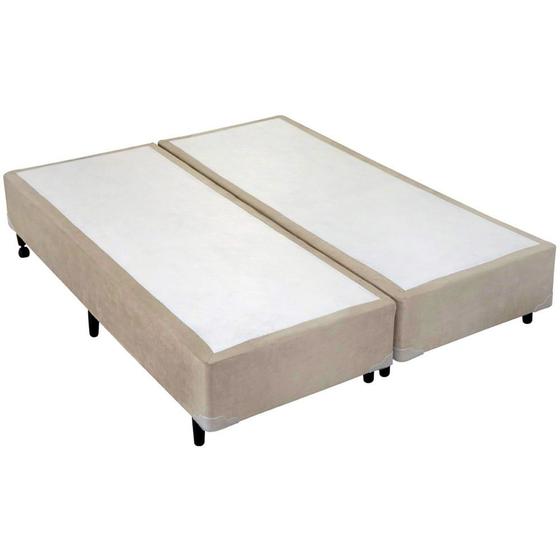 Imagem de Cama Box KING SIZE Bipartido Universal New Camurça Bege - 193x203