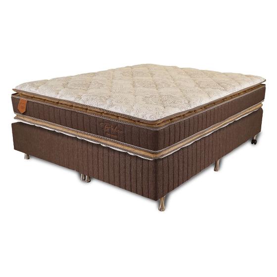 Imagem de Cama Box King Size (Box + Colchão) 193x203x67 Bali Prorelax Molas Ensacadas Pillow Top Duplo - Marrom