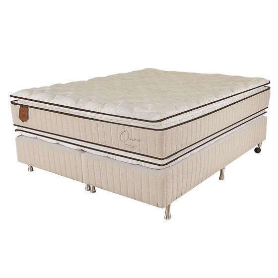Imagem de Cama Box King Size (Box + Colchão) 193x203x75 Ouro Prorelax Molas Ensacadas Pillow Top Viscoelástico - Bege