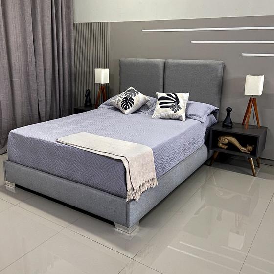 Imagem de Cama Box Luxo Com Cabeceira Módena Linho Cinza RBL King 1,95 X 2,05