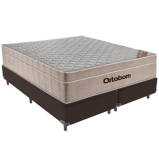 Imagem de Cama Box Marrom e Colchão Airtech SpringPocket Molas Ensacadas Queen Ortobom