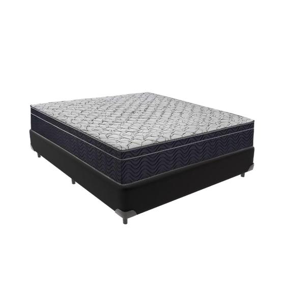 Imagem de Cama Box Preto Casal Conjunto Extra Firme Airtech Ortobom