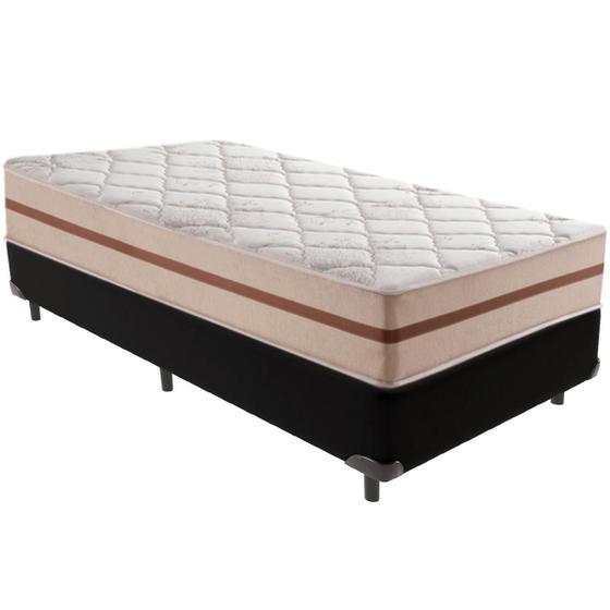 Imagem de Cama Box Preto e Colchão Classic 26 cm Molas ensacadas Solteiro Anjos