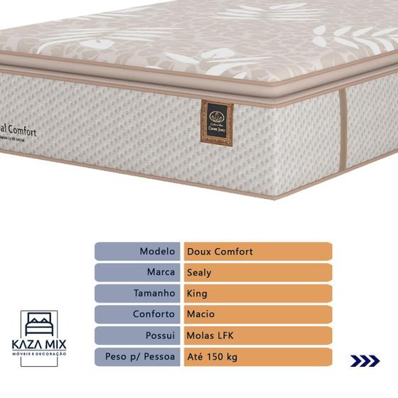 Imagem de Cama Box Preto e Colchão King Royal Comfort Plus Molas LFK Sealy