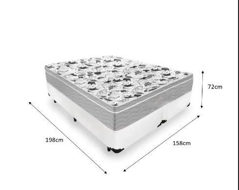Imagem de Cama Box Queen 158 Tecido Sintético Branco com Colchão de Molas Ensacadas - Probel Evolution 72x158x198