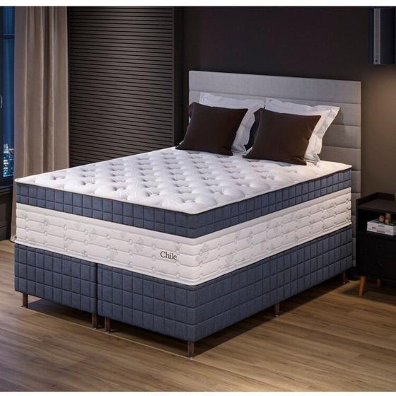 Imagem de Cama Box Queen 158x198x78 com Colchão Molas Ensacadas Duplo Molejo Chile Yescasa