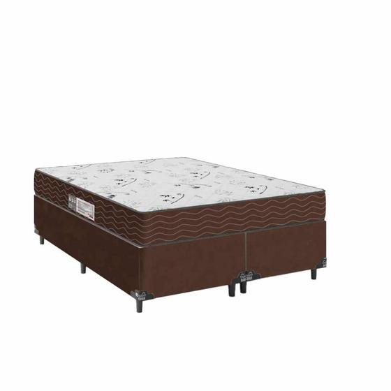 Imagem de Cama Box Queen Bipartido + Colchão D33 One Face - 56x158x198cm - Suede Marrom