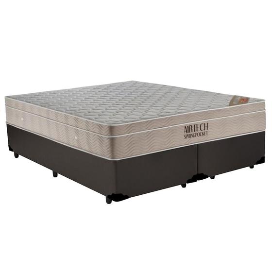 Imagem de Cama Box Queen Bipartido Sintético + Colchão Ortobom Airtech Molas Ensacadas 158x198x65 Marrom