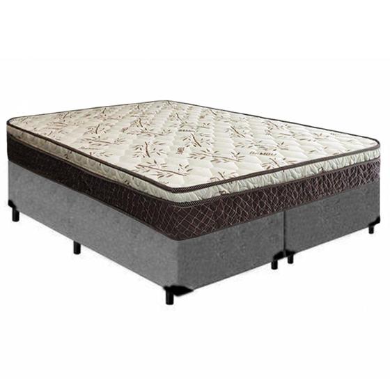 Imagem de Cama Box Queen Bipartido Suede +  Colchão Elegance Ortopédico Espuma D33 Extra Firme 158x198x63