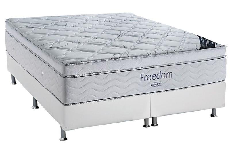 Imagem de Cama Box Queen Blindada + Colchão De Molas Ensacadas - Ortobom - Freedom - 158x198x67cm Branco