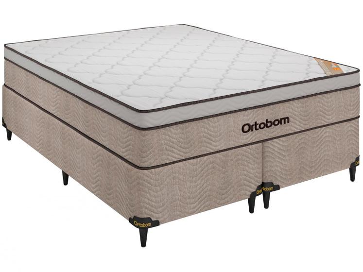 Cama Box Queen (Box + Colchão) Ortobom de Mola 61cm de Altura New