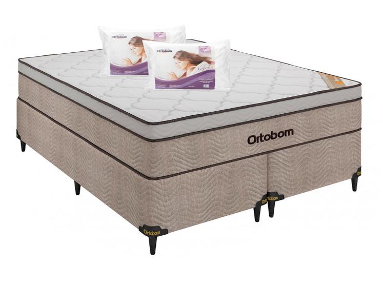 Cama Box Queen (Box + Colchão) Ortobom de Mola Menor preço em Cama Box Queen (Box + Colchão) Ortobom de Mola