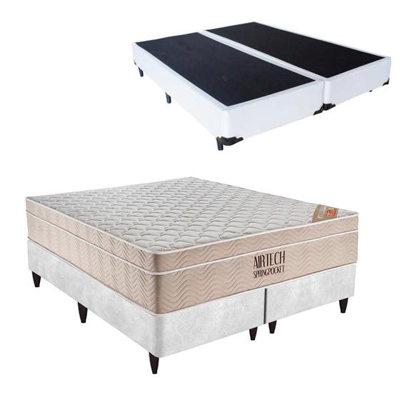 Cama Box Queen Branca e Colchão de Molas Ensacadas Airtech SpringPocket Ortobom Menor preço em Cama Box Queen Branca e Colchão de Molas Ensacadas Airtech SpringPocket Ortobom