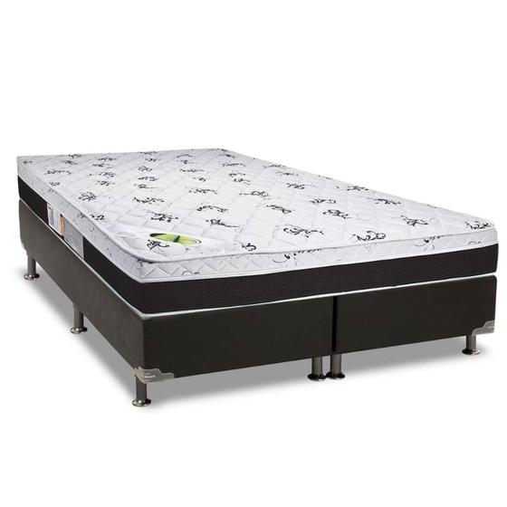 Imagem de Cama Box Queen: Colchão Anatômico Luckspuma D33/AG65 Aspen Super Firme + Base CRC Suede Black(158x198)