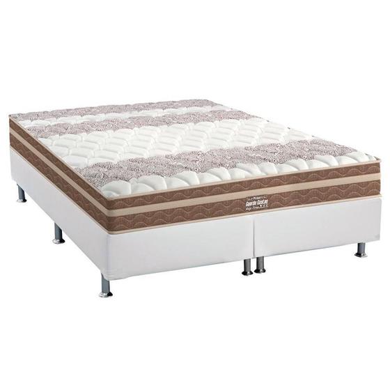 Imagem de Cama Box Queen: Colchão Anatômico Probel AG65 Guarda Costas Mega Firme + Base CRC Courano White(158x198)