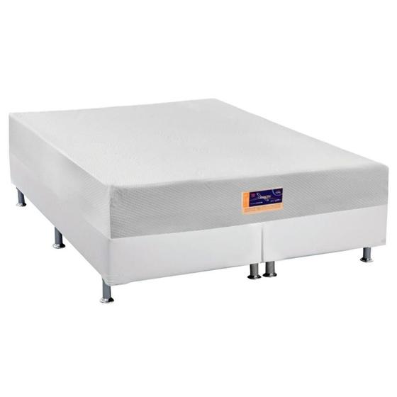 Imagem de Cama Box Queen: Colchão Espuma Castor Vitagel HR Visco Gel + Base CRC Courano White(158x198)