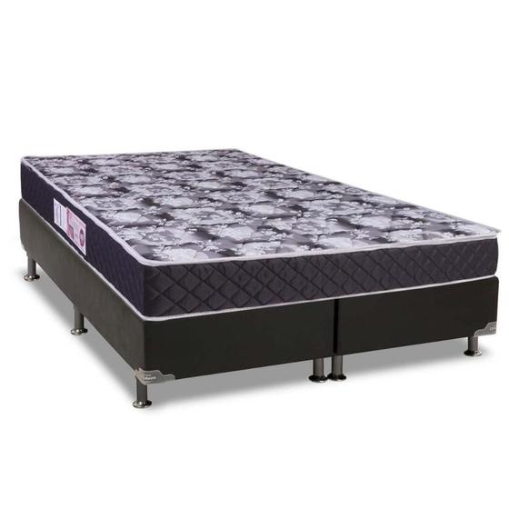 Imagem de Cama Box Queen: Colchão Espuma D33 Luckspuma  Supreme + Base CRC Suede Black(158x198)