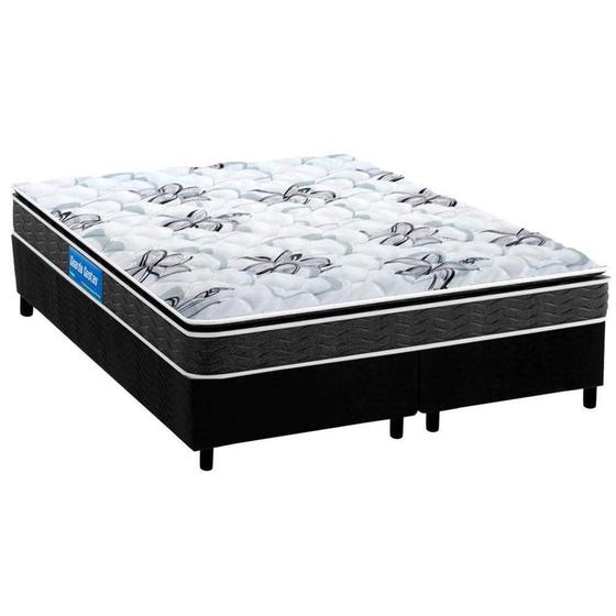 Imagem de Cama Box Queen: Colchão Espuma D33 Probel  Guarda Costas Premium Extra Firme + Base CRC Suede Black(158x198)