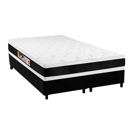 Imagem de Cama Box Queen: Colchão Espuma D45 Castor  Black e White Double Face + Base CRC Suede Black(158x198)