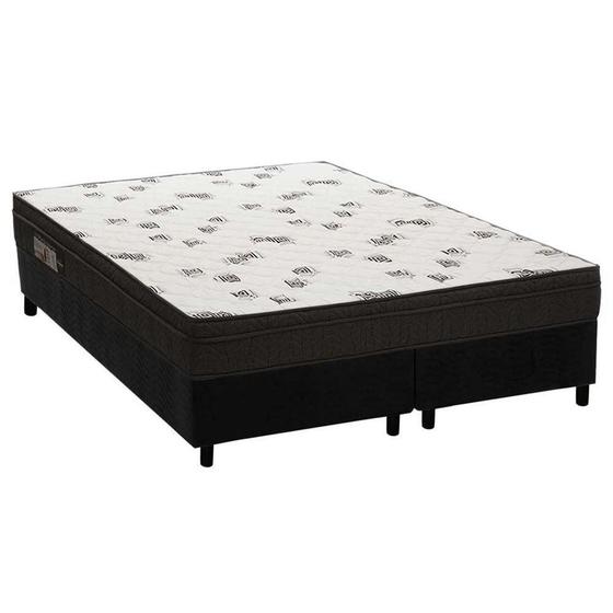Imagem de Cama Box Queen: Colchão Espuma D45 Ortobom Light Ortopilow + Base CRC Suede Black(158x198)