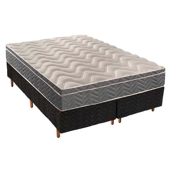 Cama Box Queen: Colchão Espuma D45 Paropas /EP Anatômico Confort Mega Firme + Base CRC Fantasy Black(158x198) Menor preço em Cama Box Queen: Colchão Espuma D45 Paropas /EP Anatômico Confort Mega Firme + Base CRC Fantasy Black(158x198)