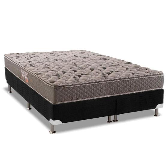 Imagem de Cama Box Queen: Colchão Espuma Herval AG65 Firme Fort + Base CRC Suede Black(158x198)