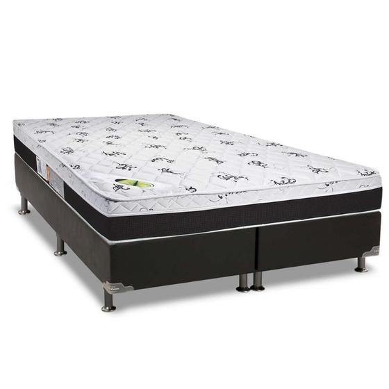 Imagem de Cama Box Queen: Colchão Espuma Luckspuma D33/AG65 Aspen 50 + Base CRC Suede Black(158x198)