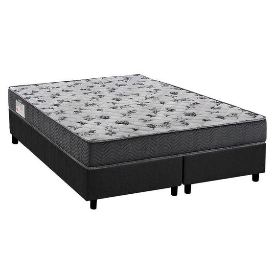 Imagem de Cama Box Queen: Colchão Espuma Ortobom D33/EP ISO 100 Ultra Firme + Base CRC Suede Gray(158x198)