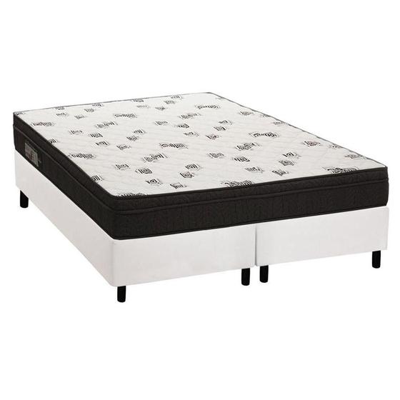Cama Box Queen: Colchão Espuma Ortobom D45 Light + Base CRC Courano White(158x198) Menor preço em Cama Box Queen: Colchão Espuma Ortobom D45 Light + Base CRC Courano White(158x198)