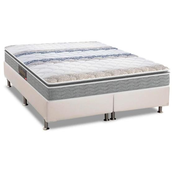 Imagem de Cama Box Queen: Colchão Espuma Pelmex D28 Active + Base CRC Courano White(158x198)