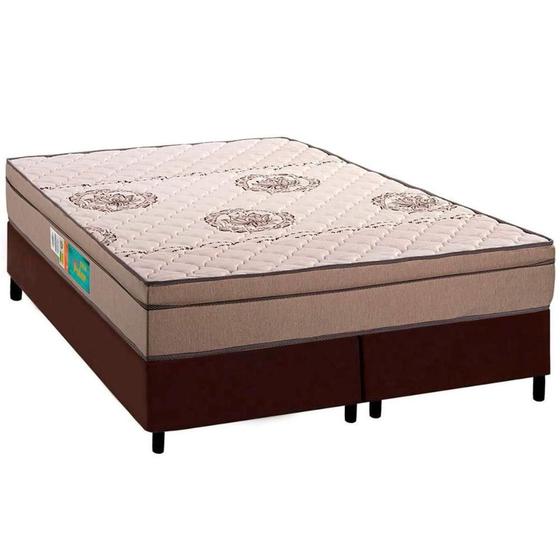 Imagem de Cama Box Queen: Colchão Espuma Polar D33 Pérola + Base CRC Courano Brown(158x198)