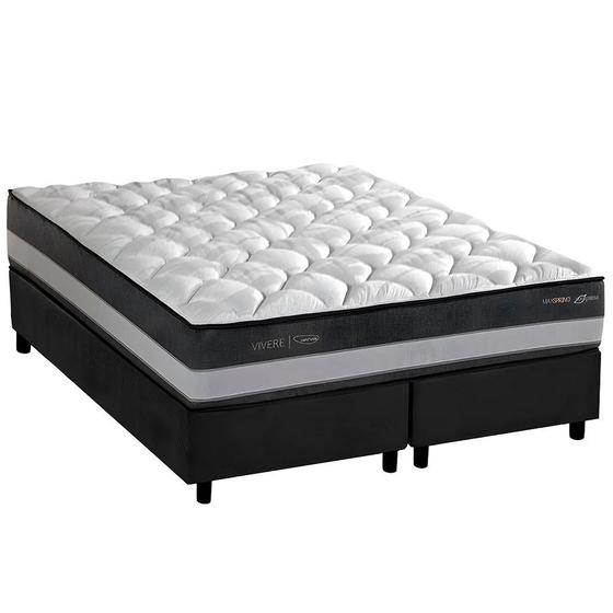 Imagem de Cama Box Queen + Colchão Herval C1625 Molas Maxspring  158x198x67 